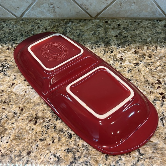 Longaberger Serving Dish Divided Tray Paprika Red 15.5” - Picture 4 of 5